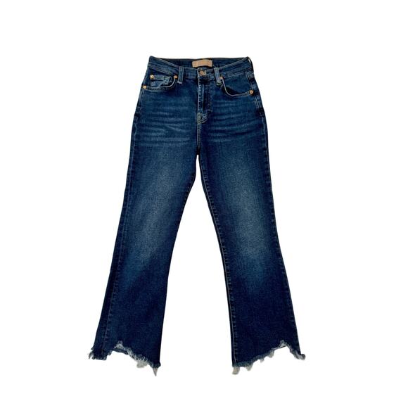 7 For All Mankind Denim - 7 For All Mankind Luxe Vintage Slim Kick Jeans Deep Soul Raw Hem Women's 27
